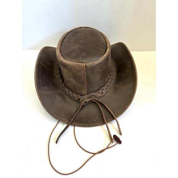 BRANDSLOCK Steerhide Leather Outback/Cowboy Hat – Australian Style (S) - Picture 1 of 5